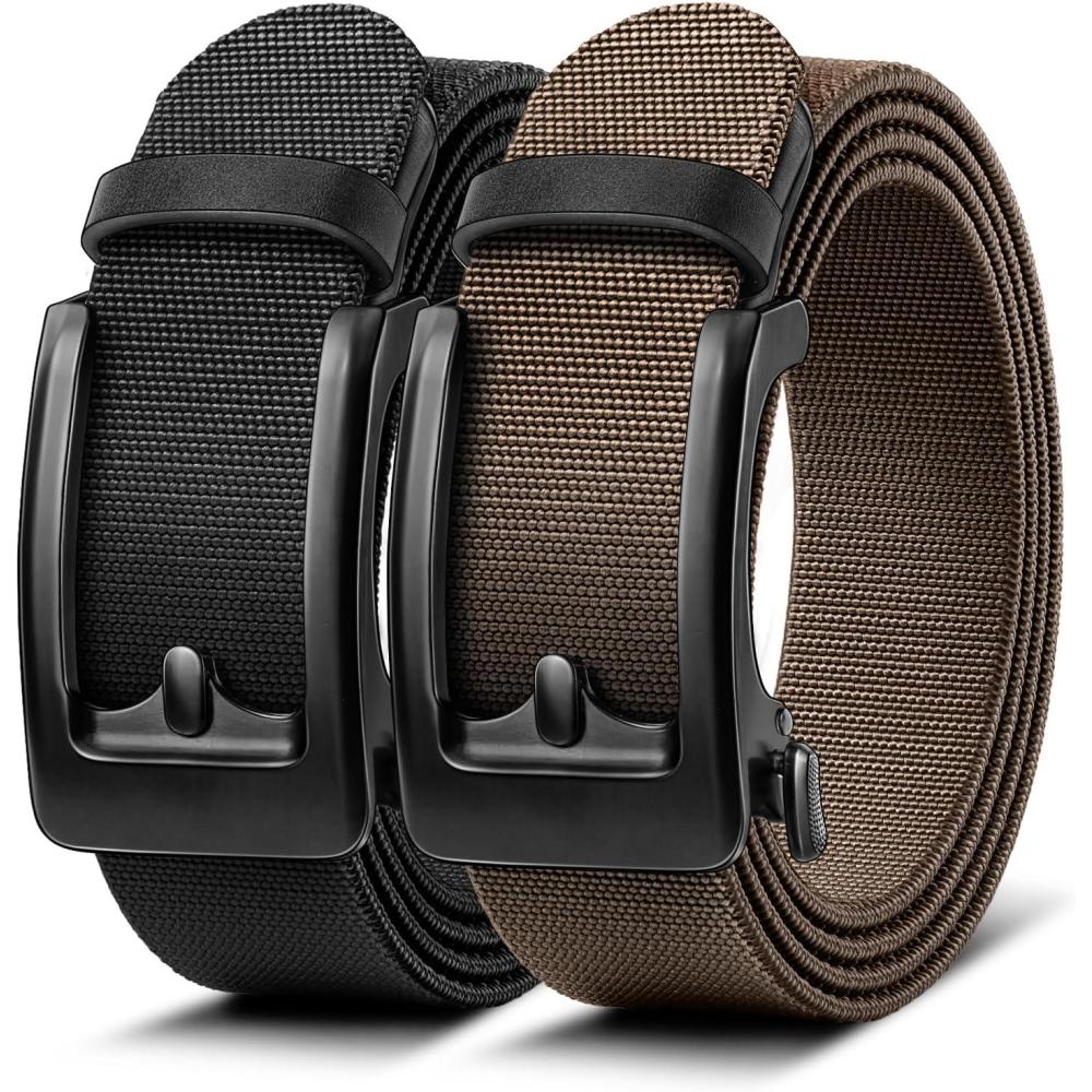 image:imageBULLIANT Men Belt MultiPackStretchable Ratchet Belt Adjustable For Men Gift Golf Casual Jeans Precise Fit2packblackLight Brown6649