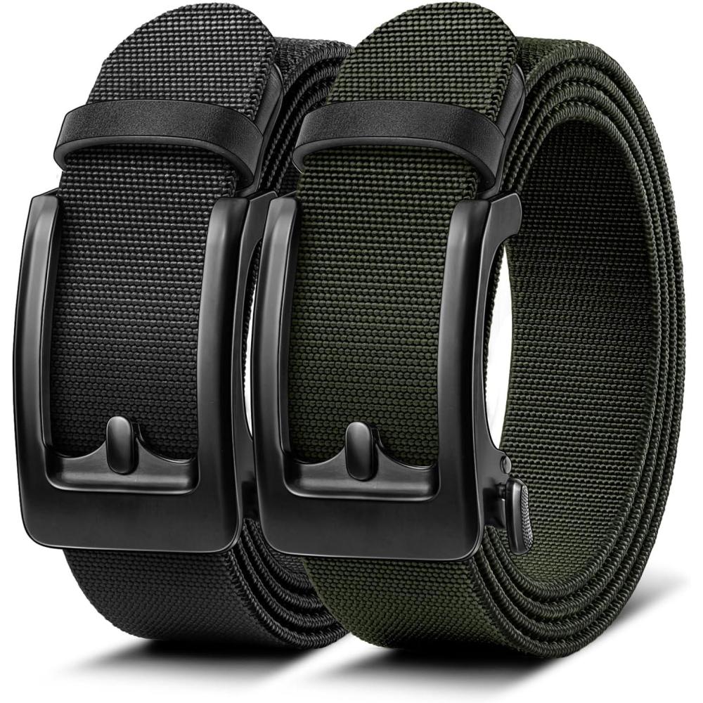 image:imageBULLIANT Men Belt MultiPackStretchable Ratchet Belt Adjustable For Men Gift Golf Casual Jeans Precise Fit2packblackNavy Green8375