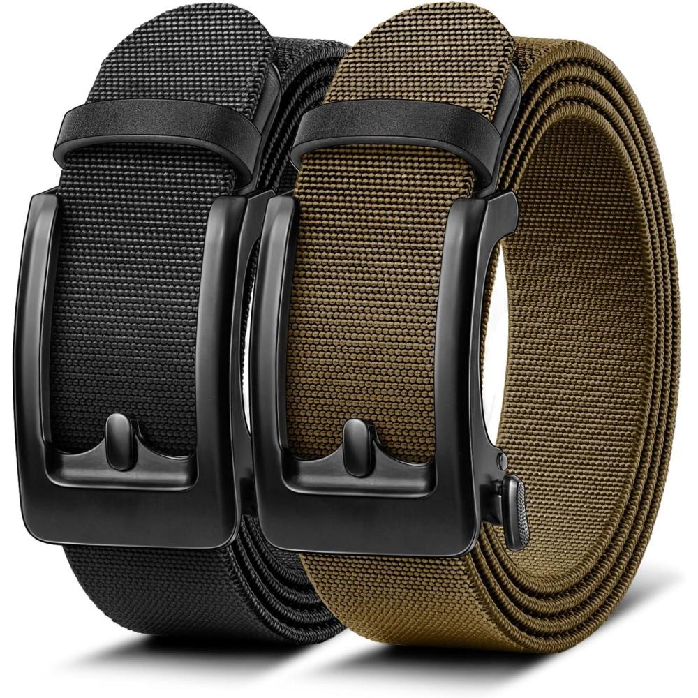 image:imageBULLIANT Men Belt MultiPackStretchable Ratchet Belt Adjustable For Men Gift Golf Casual Jeans Precise Fit2packblackWood Thrush8376