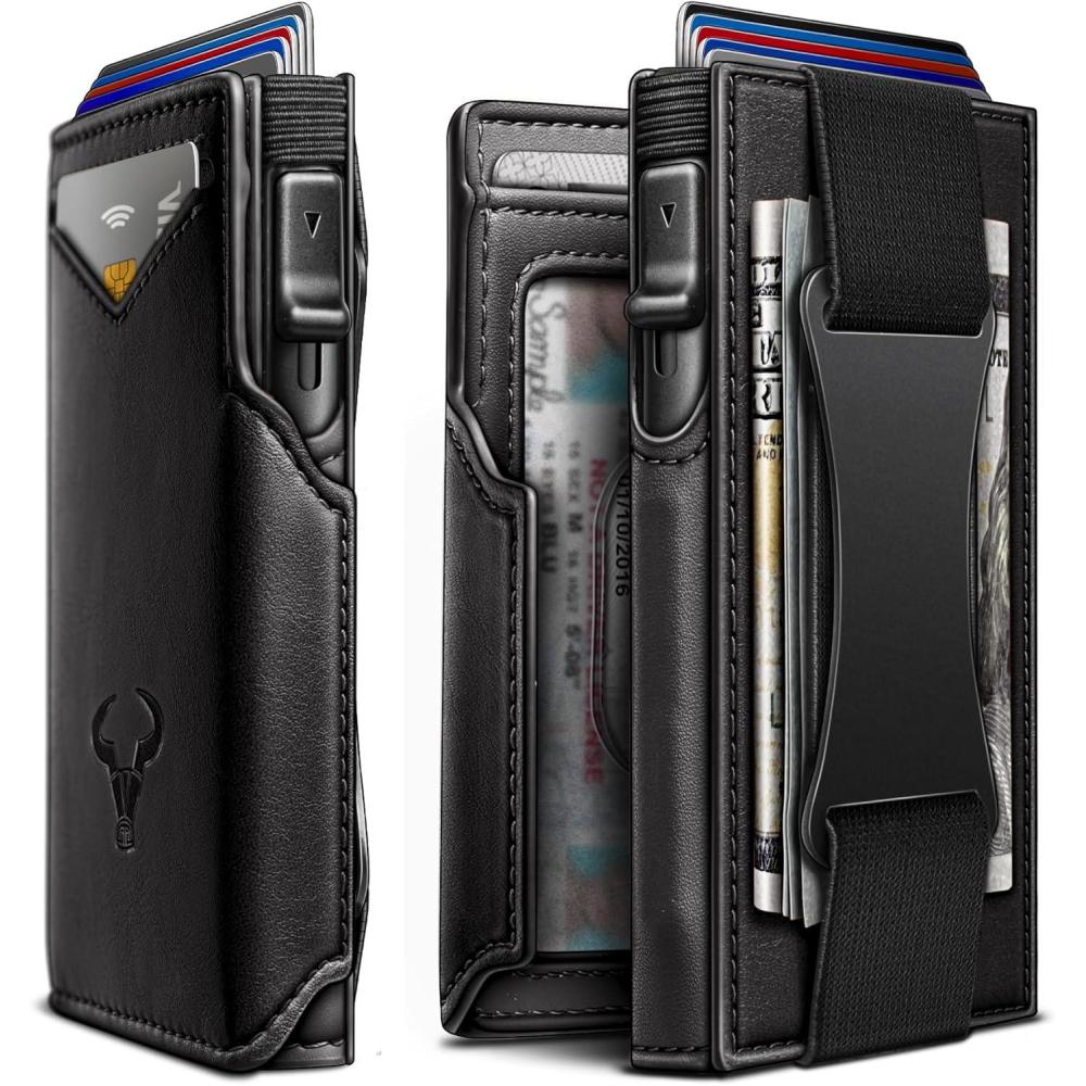 image:imageBULLIANT Men Wallet Gift BoxedSlim Front Pocket Wallet Money Clip Card Holder 38quotx27quotPopup AccessBlack2717