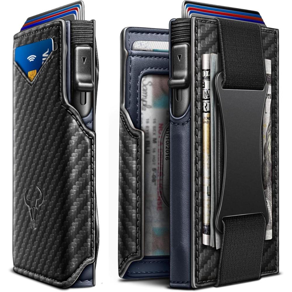 image:imageBULLIANT Men Wallet Gift BoxedSlim Front Pocket Wallet Money Clip Card Holder 38quotx27quotPopup AccessBlackPurplish Blue2720