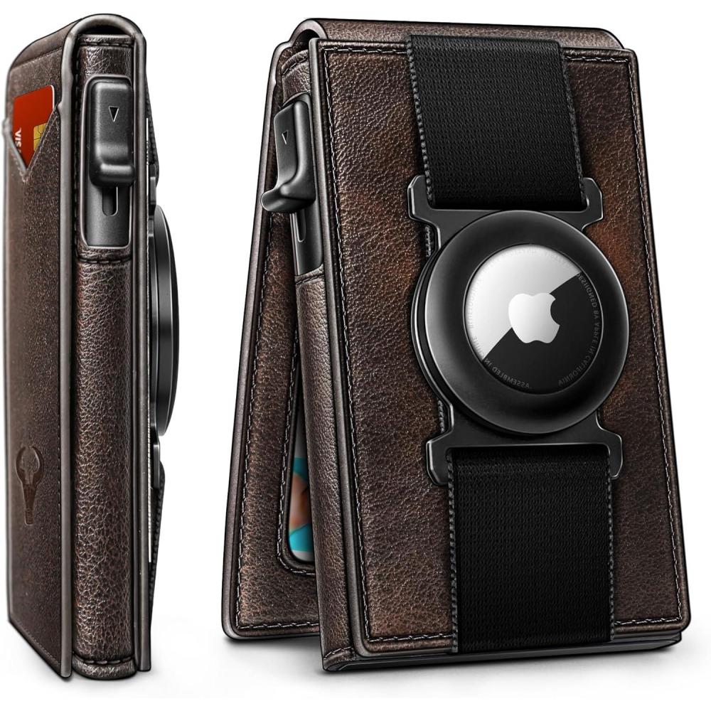 image:imageBULLIANT Men Wallet Gift BoxedSlim Front Pocket Wallet Money Clip Card Holder 38quotx27quotPopup AccessForest Brown8620