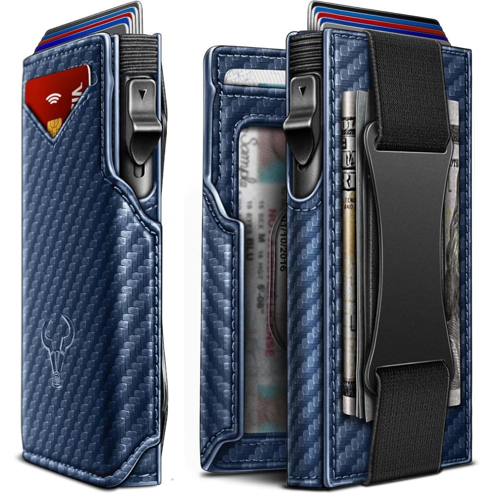 image:imageBULLIANT Men Wallet Gift BoxedSlim Front Pocket Wallet Money Clip Card Holder 38quotx27quotPopup AccessPurplish Blue4324