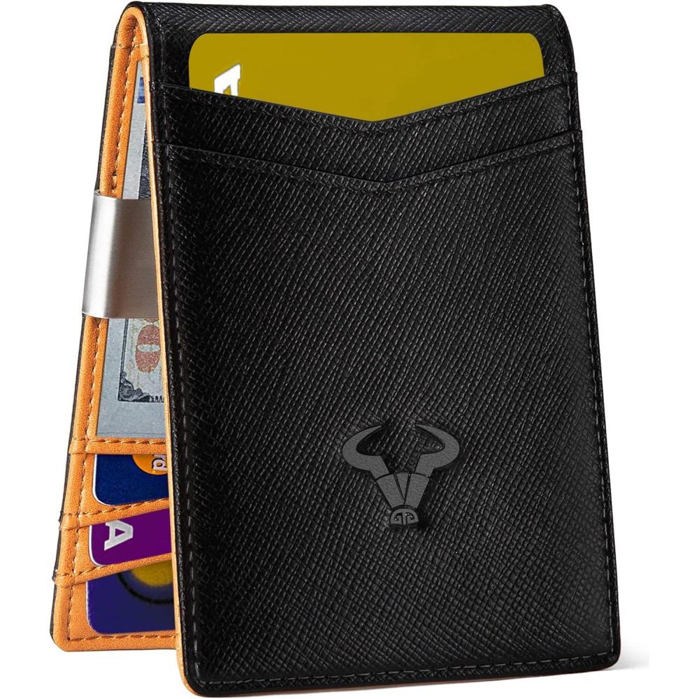 image:imageBULLIANT Slim Wallet Men Leather Wallet Front Pocket Card Holders for Gift Men 3quotX43quotBlack1679
