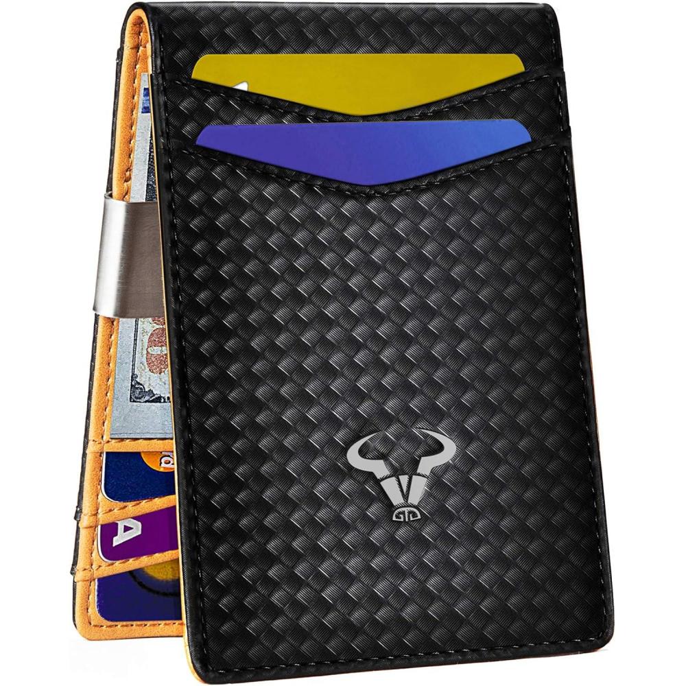 image:imageBULLIANT Slim Wallet Men Leather Wallet Front Pocket Card Holders for Gift Men 3quotX43quotBlack1681