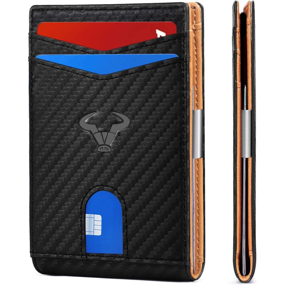 image:imageBULLIANT Slim Wallet Men Leather Wallet Front Pocket Card Holders for Gift Men 3quotX43quotBlack1809