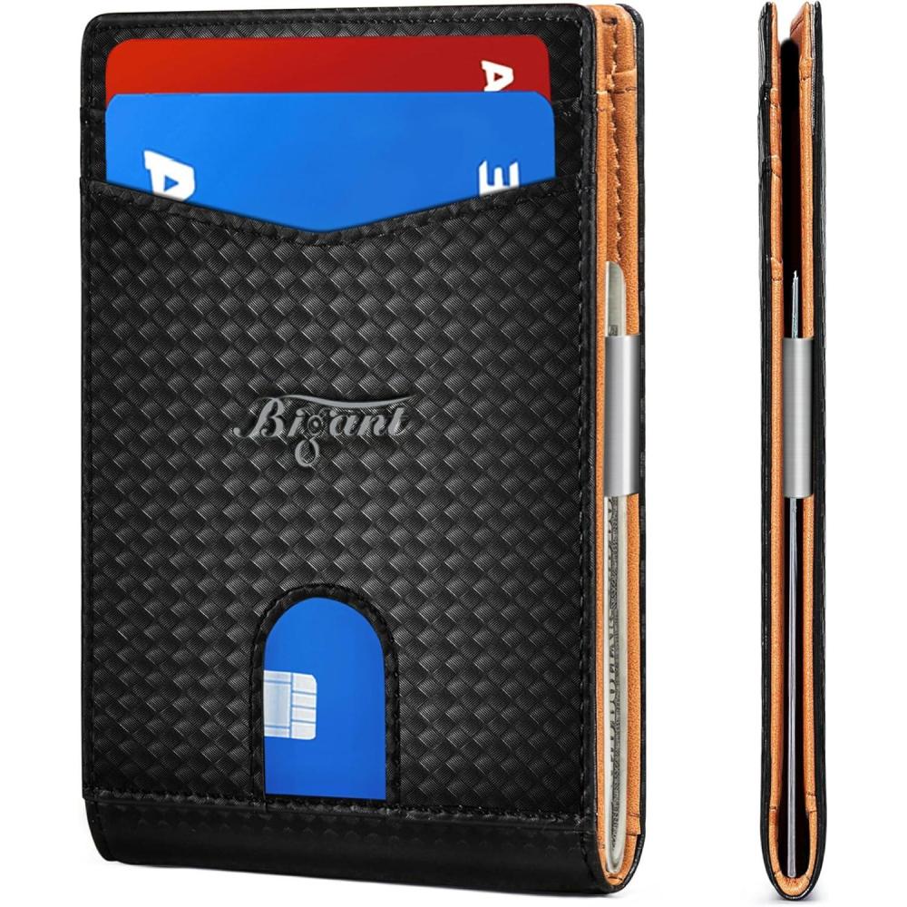 image:imageBULLIANT Slim Wallet Men Leather Wallet Front Pocket Card Holders for Gift Men 3quotX43quotBlack8504