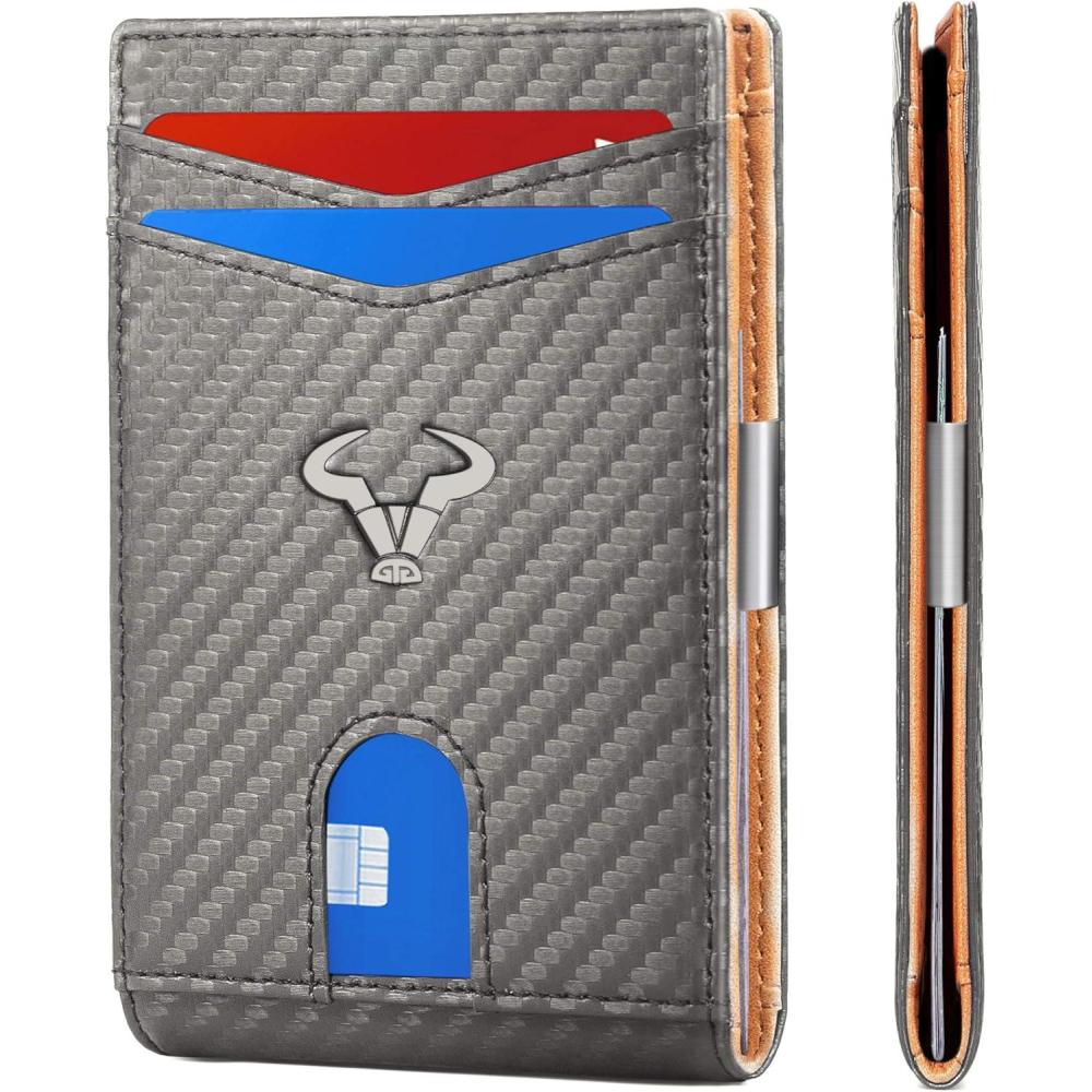 image:imageBULLIANT Slim Wallet Men Leather Wallet Front Pocket Card Holders for Gift Men 3quotX43quotGray1959