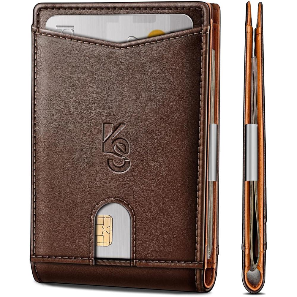 image:imageBULLIANT Slim Wallet Men Leather Wallet Front Pocket Card Holders for Gift Men 3quotX43quotSauce Coffee8510