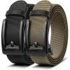 BULLIANT Men Belt Multi-Pack,Stretchable Ratchet Belt Adjustable For Men Gift Golf Casual Jeans Precise Fit(2pack-black/Beige6650)