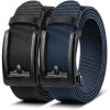 BULLIANT Men Belt Multi-Pack,Stretchable Ratchet Belt Adjustable For Men Gift Golf Casual Jeans Precise Fit(2pack-black/Purplish Blue8373)
