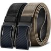 BULLIANT Mens Ratchet Belt Reversible,Web Nylon Casual Belt for Gift Men Golf Hiking Pants Jeans 2 In 1(Black/Beige2602)