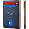 BULLIANT Slim Wallet Men, Leather Wallet Front Pocket Card Holders for Gift Men 3″X4.3″(Blue1806)
