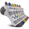 BULLIANT Women Ankle Socks, Active Low-Cut Sock Cushioned Footbed Arch Support for Running Walking Sneakers(6pairs-white7969)