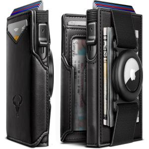 BULLIANT Men Airtag Wallet,Slim Front Pocket Wallet Money Clip for Men Gift 3.8″x2.7″,Pop-up Access(Black3429)