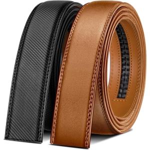 BULLIANT Men Belt Customizing-Ratchet Belts Strap Buckle Individual For Repalcement or Self-Assembling 1 3/8″-Cut for Fit(Black/Orange Brown4724)