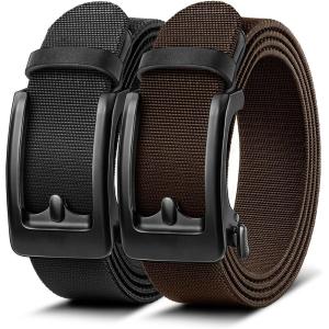BULLIANT Men Belt Multi-Pack,Stretchable Ratchet Belt Adjustable For Men Gift Golf Casual Jeans Precise Fit(2pack-black/Deep Brown8377)