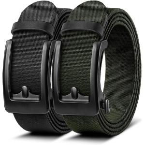 BULLIANT Men Belt Multi-Pack,Stretchable Ratchet Belt Adjustable For Men Gift Golf Casual Jeans Precise Fit(2pack-black/Navy Green8375)