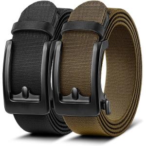 BULLIANT Men Belt Multi-Pack,Stretchable Ratchet Belt Adjustable For Men Gift Golf Casual Jeans Precise Fit(2pack-black/Wood Thrush8376)