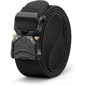 BULLIANT Men Belt,Tacitcal Holster Web Adjustable Belt Stretch Fit Quickly Release For Outdoor Duty,Cut For Fit(Black7794)