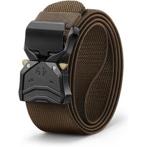 BULLIANT Men Belt,Tacitcal Holster Web Adjustable Belt Stretch Fit Quickly Release For Outdoor Duty,Cut For Fit(Light Brown7796)