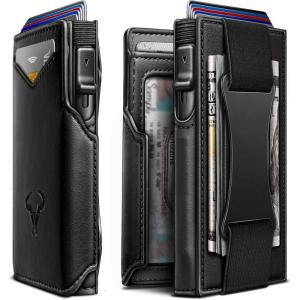 BULLIANT Men Wallet Gift Boxed,Slim Front Pocket Wallet Money Clip Card Holder 3.8″x2.7″,Pop-up Access(Black2717)