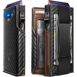BULLIANT Men Wallet Gift Boxed,Slim Front Pocket Wallet Money Clip Card Holder 3.8″x2.7″,Pop-up Access(Black4323)