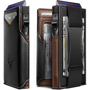 BULLIANT Men Wallet Gift Boxed,Slim Front Pocket Wallet Money Clip Card Holder 3.8″x2.7″,Pop-up Access(Black4326)