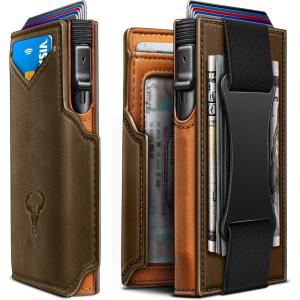 BULLIANT Men Wallet Gift Boxed,Slim Front Pocket Wallet Money Clip Card Holder 3.8″x2.7″,Pop-up Access(Coffee3852)