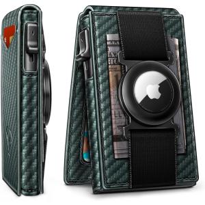 BULLIANT Men Wallet Gift Boxed,Slim Front Pocket Wallet Money Clip Card Holder 3.8″x2.7″,Pop-up Access(Dark Green8618)