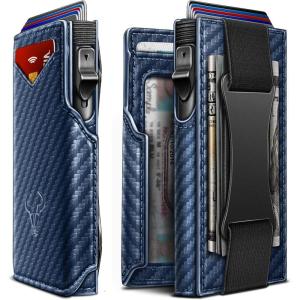 BULLIANT Men Wallet Gift Boxed,Slim Front Pocket Wallet Money Clip Card Holder 3.8″x2.7″,Pop-up Access(Purplish Blue4324)