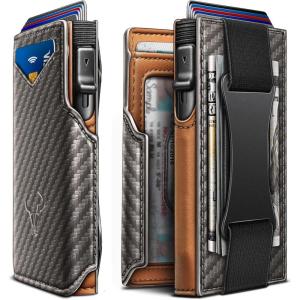 BULLIANT Men Wallet Gift Boxed,Slim Front Pocket Wallet Money Clip Card Holder 3.8″x2.7″,Pop-up Access(Sacred Grey3252)