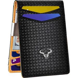 BULLIANT Slim Wallet Men, Leather Wallet Front Pocket Card Holders for Gift Men 3″X4.3″(Black1681)