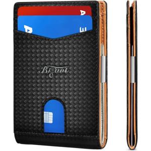 BULLIANT Slim Wallet Men, Leather Wallet Front Pocket Card Holders for Gift Men 3″X4.3″(Black8504)