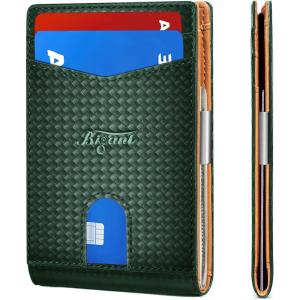 BULLIANT Slim Wallet Men, Leather Wallet Front Pocket Card Holders for Gift Men 3″X4.3″(Dark Green8505)
