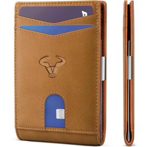 BULLIANT Slim Wallet Men, Leather Wallet Front Pocket Card Holders for Gift Men 3″X4.3″(Espresso Mist1797)