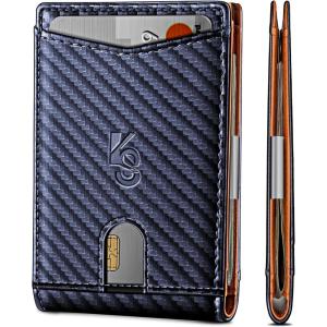 BULLIANT Slim Wallet Men, Leather Wallet Front Pocket Card Holders for Gift Men 3″X4.3″(Purplish Blue8509)