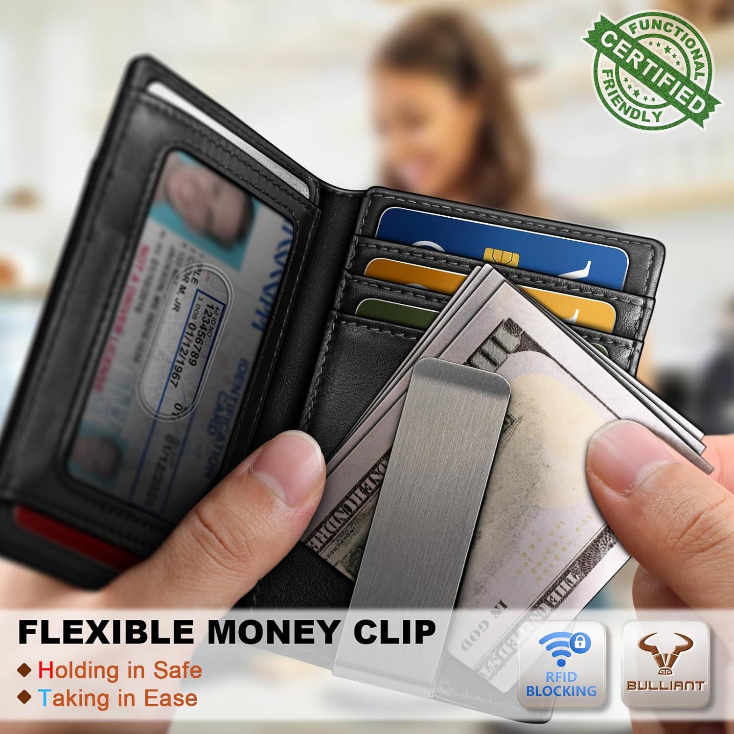 image:imageBULLIANT Men Airtag WalletSlim Wallet Money Clip Card Holder Magnetic Closure 12 Cards in Front Pocket RFID BlockingBlack6271