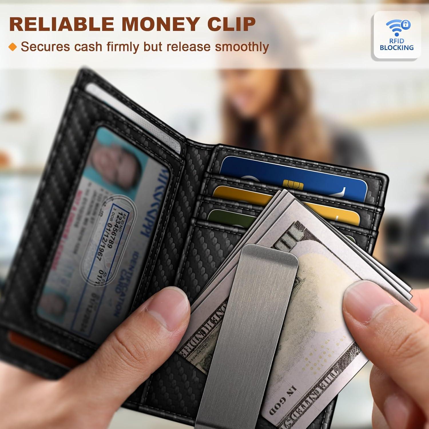 image:imageBULLIANT Men Airtag WalletSlim Wallet Money Clip Card Holder Magnetic Closure 12 Cards in Front Pocket RFID BlockingBlack8153