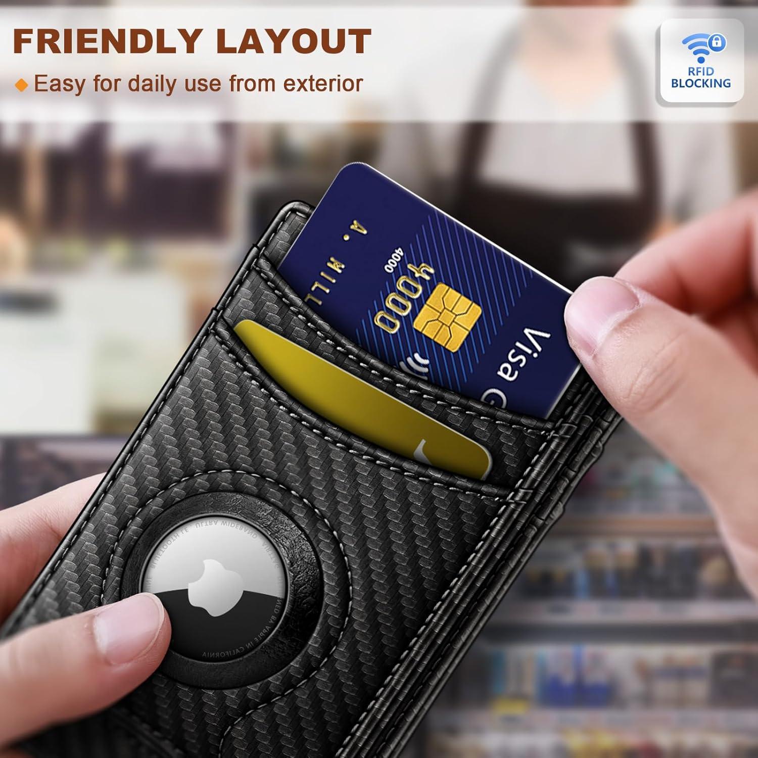 image:imageBULLIANT Men Airtag WalletSlim Wallet Money Clip Card Holder Magnetic Closure 12 Cards in Front Pocket RFID BlockingBlack8153