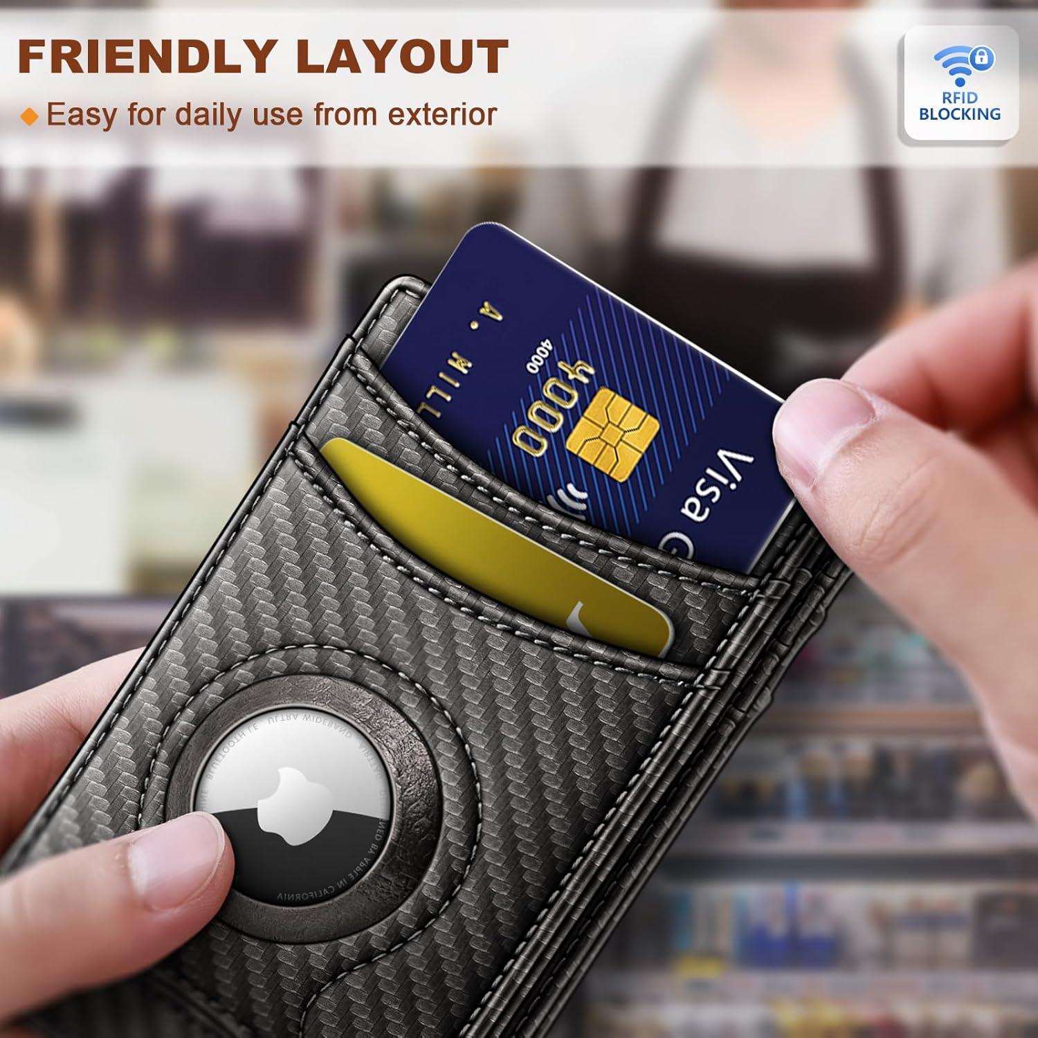 image:imageBULLIANT Men Airtag WalletSlim Wallet Money Clip Card Holder Magnetic Closure 12 Cards in Front Pocket RFID BlockingSacred Grey6267