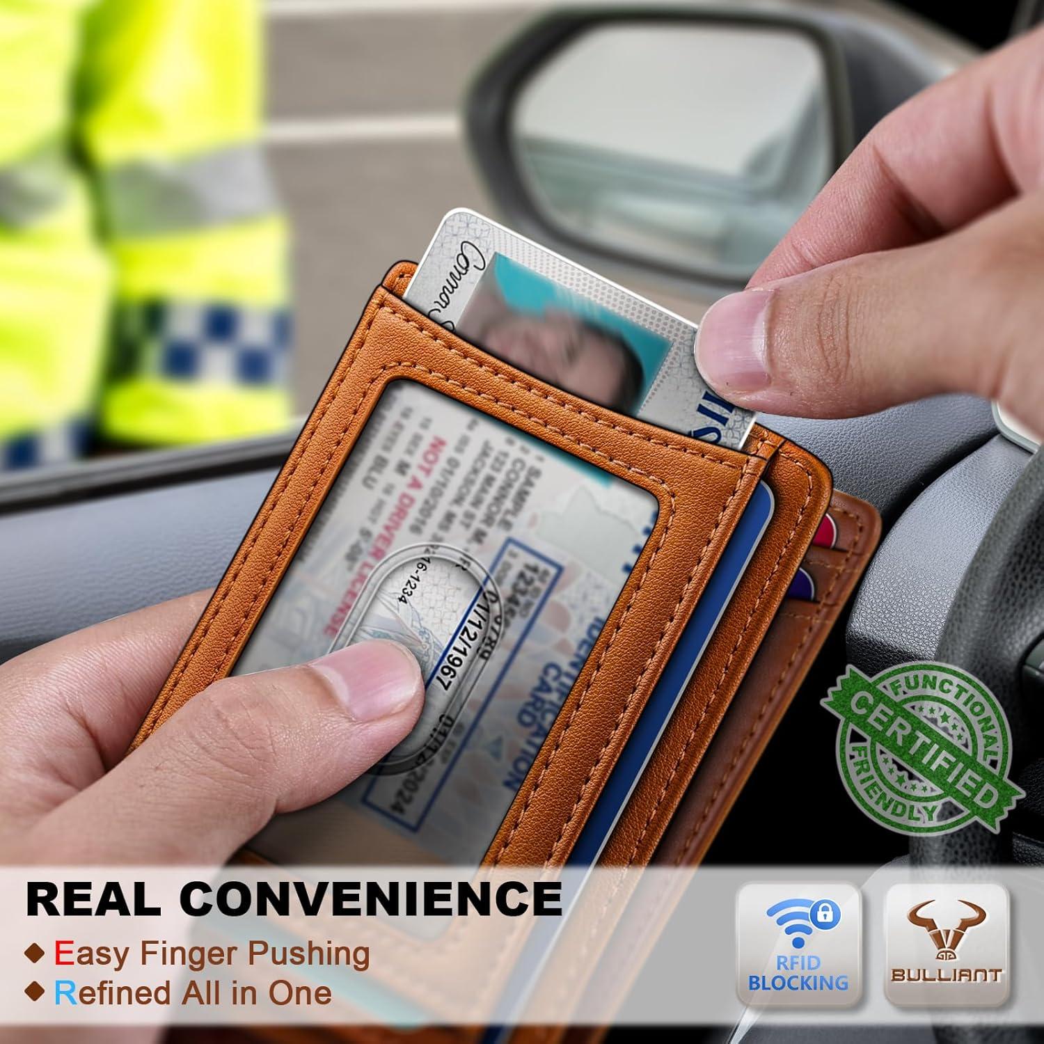 image:imageBULLIANT Men Airtag WalletSlim Wallet RFID Blocken for Gift Men 11CardsSeamless Apple Airtag CompatibleBrick Brown7871