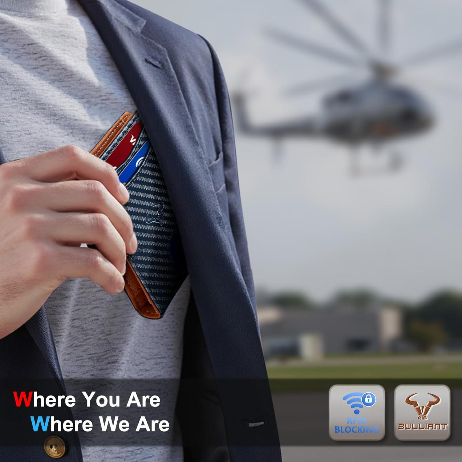 image:imageBULLIANT Men Airtag WalletSlim Wallet RFID Blocken for Gift Men 11CardsSeamless Apple Airtag CompatiblePurplish Blue7868