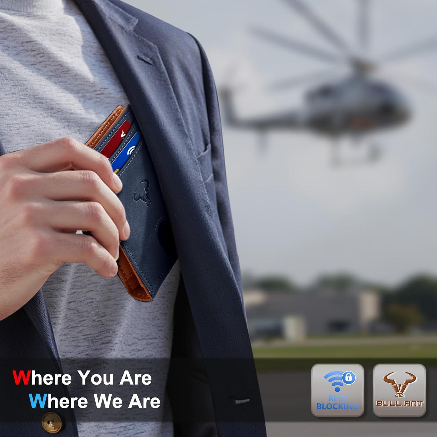 image:imageBULLIANT Men Airtag WalletSlim Wallet RFID Blocken for Gift Men 11CardsSeamless Apple Airtag CompatiblePurplish Blue7872