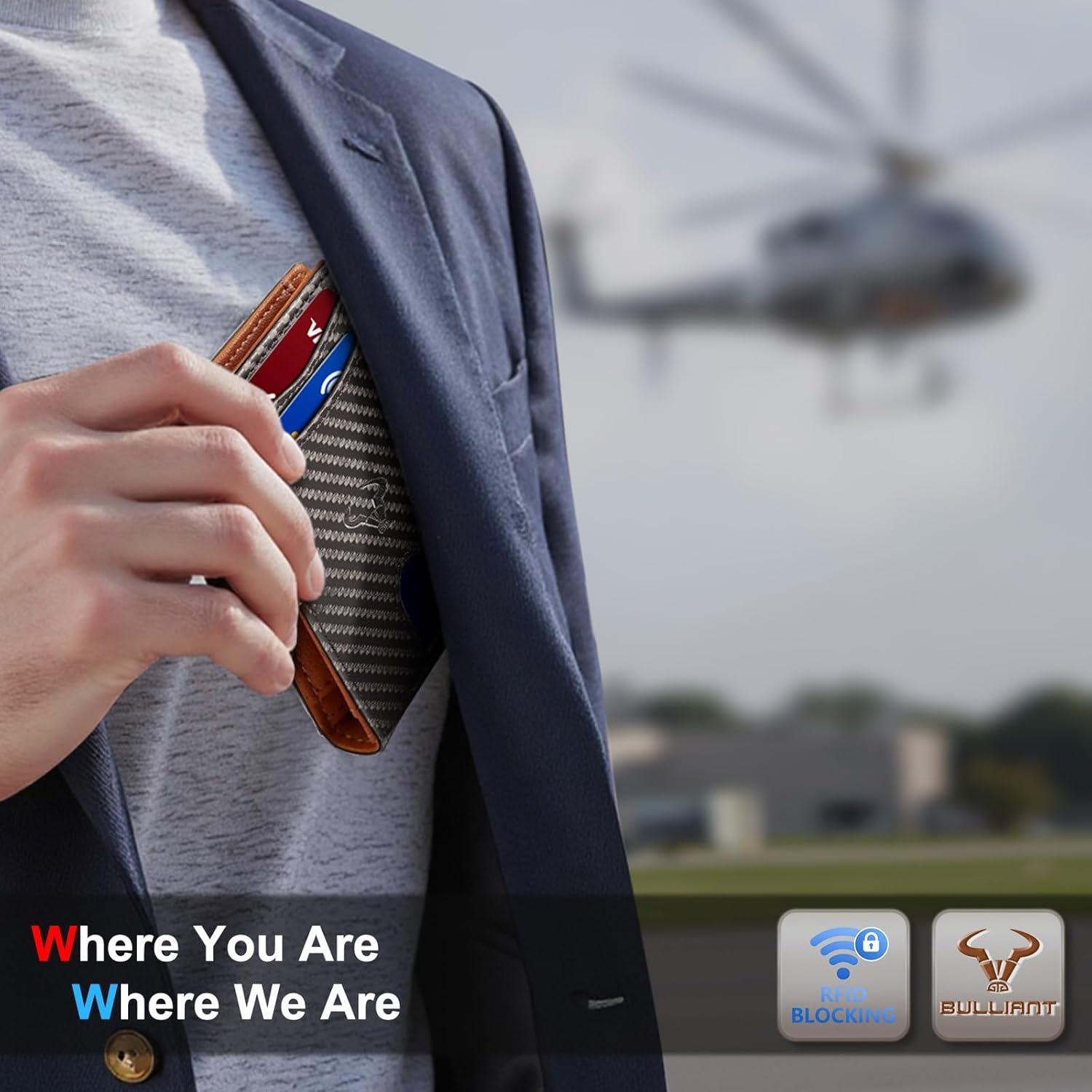 image:imageBULLIANT Men Airtag WalletSlim Wallet RFID Blocken for Gift Men 11CardsSeamless Apple Airtag CompatibleSacred Grey7869