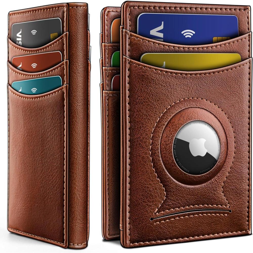 image:imageBULLIANT Men Airtag WalletSlim Wallet Money Clip Card Holder Magnetic Closure 12 Cards in Front Pocket RFID BlockingBrick Brown8155