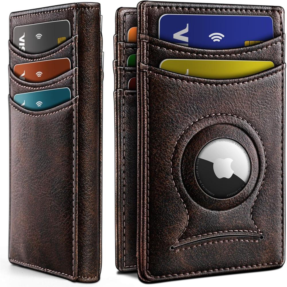 image:imageBULLIANT Men Airtag WalletSlim Wallet Money Clip Card Holder Magnetic Closure 12 Cards in Front Pocket RFID BlockingForest Brown6268