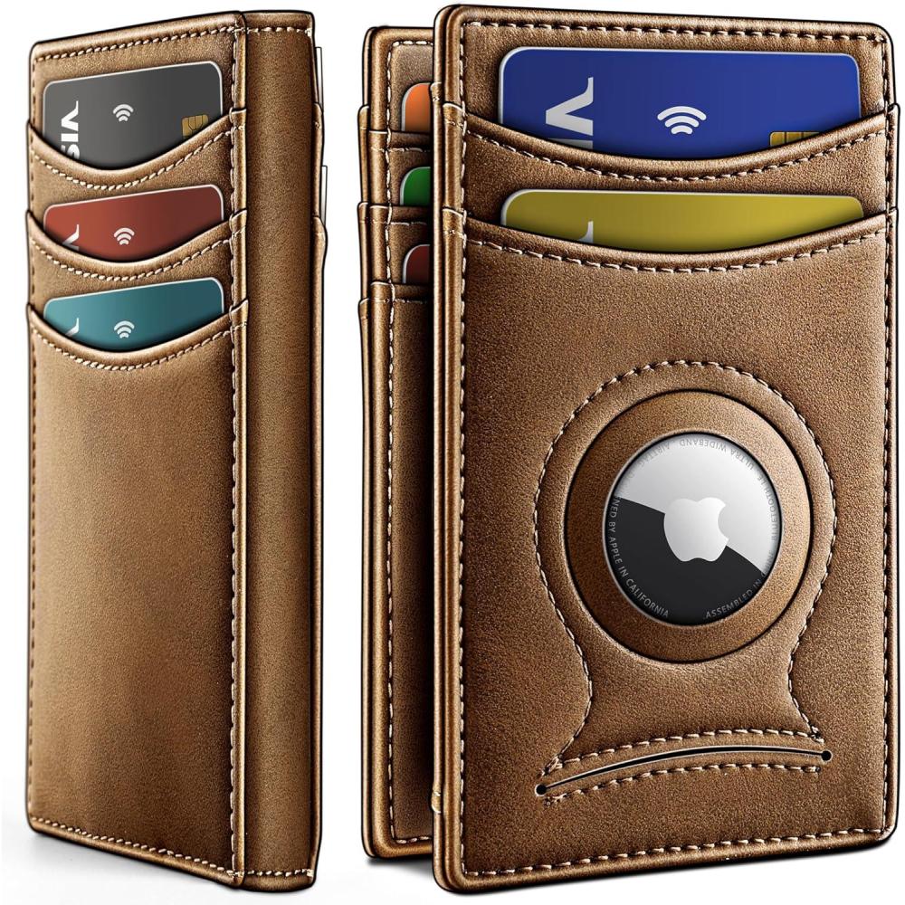 image:imageBULLIANT Men Airtag WalletSlim Wallet Money Clip Card Holder Magnetic Closure 12 Cards in Front Pocket RFID BlockingTiger Eye8156