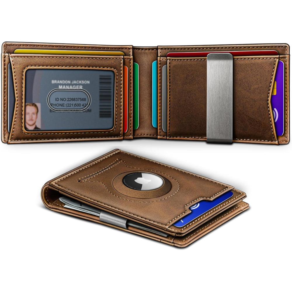 image:imageBULLIANT Men Airtag WalletSlim Wallet RFID Blocken for Gift Men 11CardsSeamless Apple Airtag CompatibleTiger Eye7874
