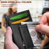 BULLIANT Men Airtag Wallet,Slim Wallet Money Clip Card Holder Magnetic Closure 12 Cards in Front Pocket RFID Blocking(Black7802)
